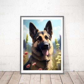 MOER SKY Fun German Shepherd Diamond Painting Kits for Adults DIY 5D Dog Diamond Art Paint with Round Diamond Full Drill Gem Art Painting Kit for Home Wall Decor Gifts 12x16inch