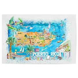 artboxONE Poster 30 x 20 cm Travel Puerto Rico Islands Map - Picture West India Arecibo Illustration