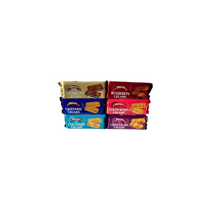 Devon Cream Filled Biscuits 4.9oz, Variety 6-Pack (Chocolate, Coconut, Custard,