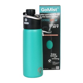 ExtremeMIST - GoMist Misting & Drinking Bottle - Personal Mister - Cooling Water Flask with Easy-Drink Spout - Stainless-Steel Double Wall Insulation - Portable Misting- Marine Teal - 25oz/750ml