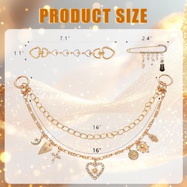 4 in 1 Bag Charms Purse Chain, Trendy Elegant Gold Purse Chains with Bling Rhinestone, Bag Extender Chain, Safety Pin Purse Keyhain, Bag Jewelry Charms for Handbags Designer (Bag Not Included)