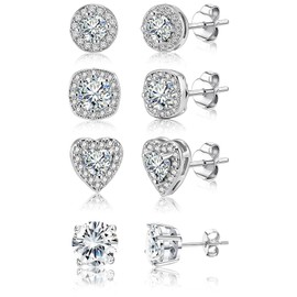 4 Pairs Earrings For Women Jewellery 18K Stud Hoop Earings Set Gold Plated Ladies Ear Rings Cuff For Pierced Ears Drop Earring Kits Birthday Gifts For Women And Ladies