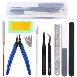 Qovydx 15Pcs Gundam Model Tools Kit Gunpla Tool Kits Modeler Basic Tools Craft Set with Plastic Box Hobby Building Tools Kit for Gundam Car Airplane Ship