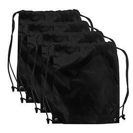 AVESON Pack of 4 Portable Travel Dust-Proof Waterproof Nylon Travel Shoe Organizer Tote Bags w/Drawstring, 15"x13", Black