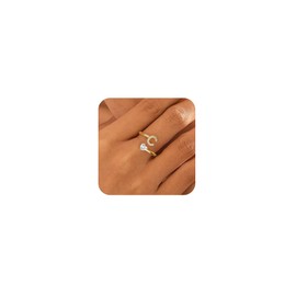 Treasure Bender Initial Rings for Girls Women - 14K Gold Plated Letter D Initial Ring for Girls Teen Girl Gifts Trendy Stuff, 5 6 7 8 9 10 11 12 13 14 15 16 Year Old Girl Birthday Gifts