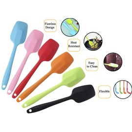 Espátulas de silicona – espátula de goma pequeña de 8.25 pulgadas, resistente al calor, sin costuras, diseño de una pieza, cuchara antiadherente, rascadores flexibles, herramienta de mezcla para hornear (6 piezas)