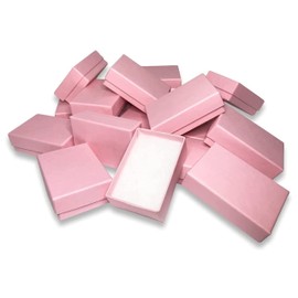 N'icePackaging 100 Qty - Light Pink-Kraft Cotton Filled Gift Boxes - Size 2 7/16" x 1 5/8" x 13/16" - USA Made - Holidays/Birthdays/Sales/Storage/Display/Travel