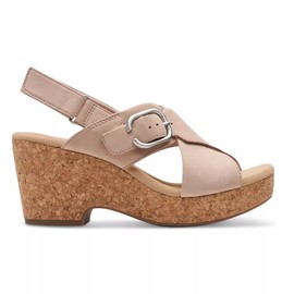 Clarks Women's Giselle Dove Wedge Sandal, Sand Nubuck, 8