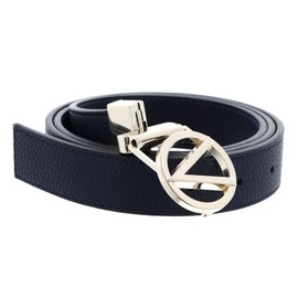 VALENTINO Roof Plaque Buckle Belt W75 Blu/Oro - Can be Shortened, Blu / Oro