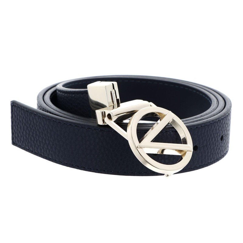 VALENTINO Roof Plaque Buckle Belt W75 Blu/Oro - Can be