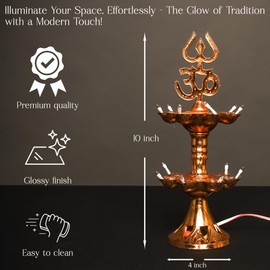 Electric Plastic Light, Pooja Diya with LED Spark, Home Temple Decor, Electric Diya Golden,Mandir Diya,Diwali Diya Lamp (2 Layer, 1)