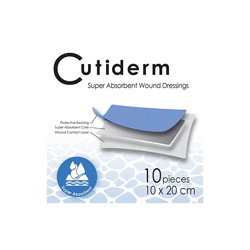 Cutiderm Cutiderm Sterile Low Adherent Super Absorbent Wound Dressings 10cm