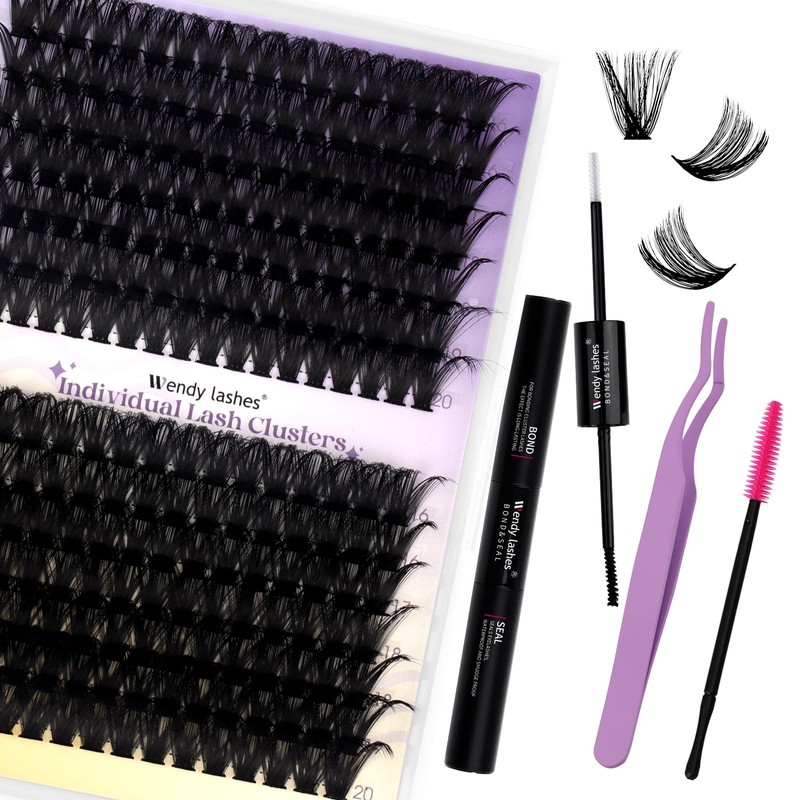 Eyelash Extensions Set, 60D + 80D Cluster Lashes Kit, C