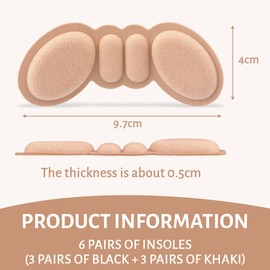 BDEPSTR 6 Paar Fersenpolster Schuheinlagen, Selbstklebend Fersenschutz Fersenkissen für zu große Schuhe & Stiefel Schuhfüller Heel, Gegen Reibung Heel Pads für Männer Frauen-B