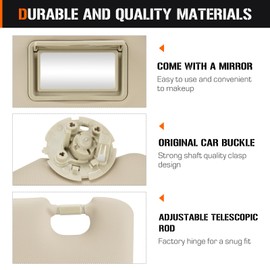 3 Hole Left & Right Sun Visor for 2011-2016 Chevy Cruze, Driver & Passenger Side Beige Sunvisor Replace Ment ‎95034256, 95034253, 84126667, 84126658