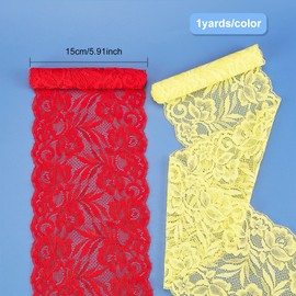 BENECREAT 22 Yards/20 m 150 mm Wide Fabric Lace Ribbon Elastic Lace Trim for Headbands Garters Wedding Bouquet Making - 22 Colours, 1 Yard Per Colour