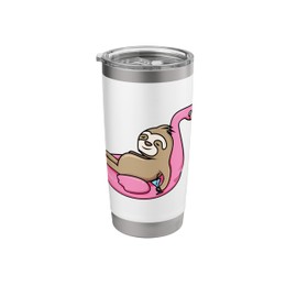 Lazy Sloth Graphic with Flamingo Pool Float Stainless Steel Insulated Tumbler