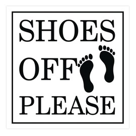 All Quality Square Shoes Off Please Wall or Door Sign | White (Medium) 1 Pack