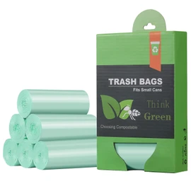 Small Trash Bags, 2.6 Gallon Compostable Trash Bags Bathroom Wastebasket Can Liners , 125 Count Mini Biodegradable Trash Bags For Bedroom Office Fit 10 Liter ,Green