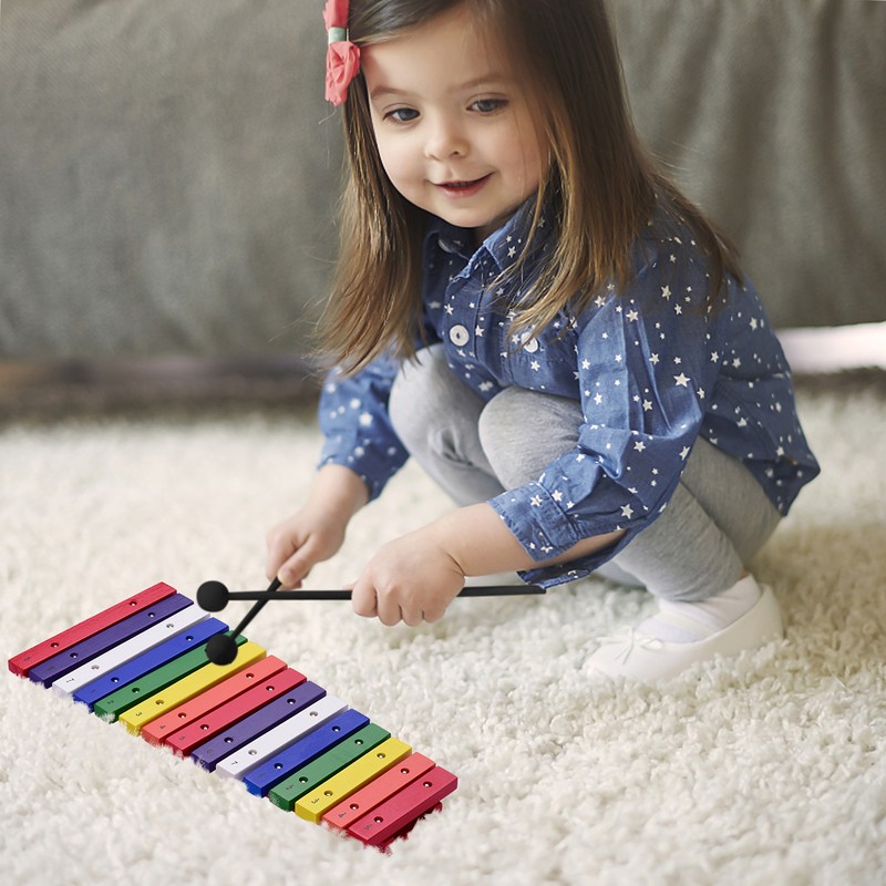 15 Keys Xylophone Colorful Musical Percussion Instrument Early Education Instrument
