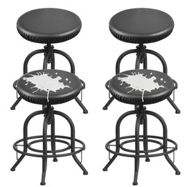 Lussenwert - Fundas impermeables para taburetes de bar redondas de piel sintética, fundas de asiento para taburetes de bar, fundas lavables para cojines con bandas elásticas (paquete de 4, negro)