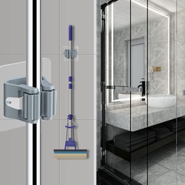 3-H Mop Hanger 24 Pack,Broom Holder Wall Mount Self Adhesive，Broom Hanger Wall Mount for Hanging and Storaging Organizing Laundry Room Bathroom Closet Kitchen (Grey)