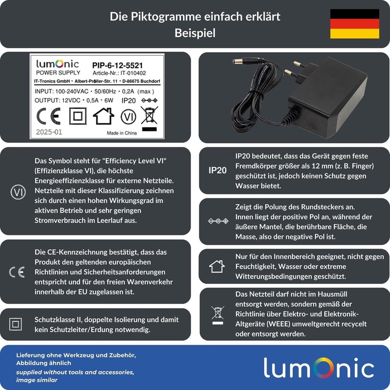 Lumonic I LED Plug Power Supply PIP-24-12 I 12V 24W