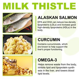 Milk Thistle for Dogs - Liver Support Supplement for Dogs, Immune & Hepatic Support, with Curcumin & Wild Alaskan Salmon Oil, Omega 3 EPA - Natural Herbal Liver Support for Pets
