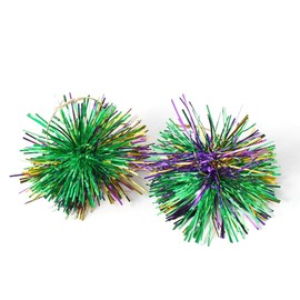 Colorful Mardi Gras Carnival Hoop Earrings for Women Purple Yellow Green Sparkly Pom Pom Ball Firework Tassel Lightweight Dangle Drop Earrings for Festival Parade Holiday Fashion Jewelry Gifts (Thin hoops)