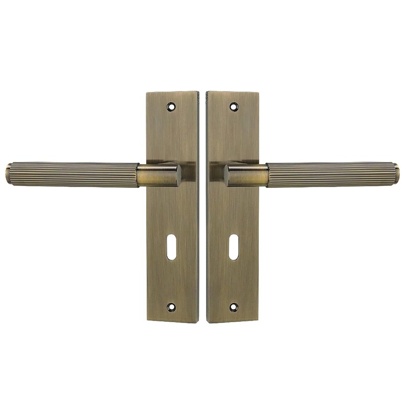 Decoranddecor Hera Antique Brass Keyhole Backplate Door Handles Set –
