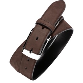 TAVARAT Tps-046 Men's Genuine Leather Belt, Made in Japan, 1.4 inches (35 mm), Nubuck Himeji Leather, Adjustable Size, dark brown 2