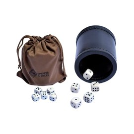 TW Leather Dice Cup Handmade Black and Carry Bag