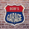 Bob's Garage 12 inch X 12 inch Shield-Shaped Rust-Free Aluminum