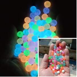 KARLOR Pack of 100 Luminous Beads Colourful Beads 12 mm / Holes 3 mm Fluorescent Loose Beads Luminous Bait Accessories Colourful Beads Glow in the Dark for DIY Bracelet Hand Art Bait Fishing Equipment