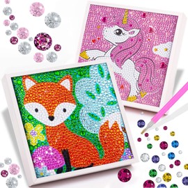 JIABAIYUE 2 Piezas Kit de pintura de diamantes 5D para niños con marco,kit de pintura completa por números, arte y manualidades para niños de 6 a 8 a 10 a 12 años, decoración de pared del hogar