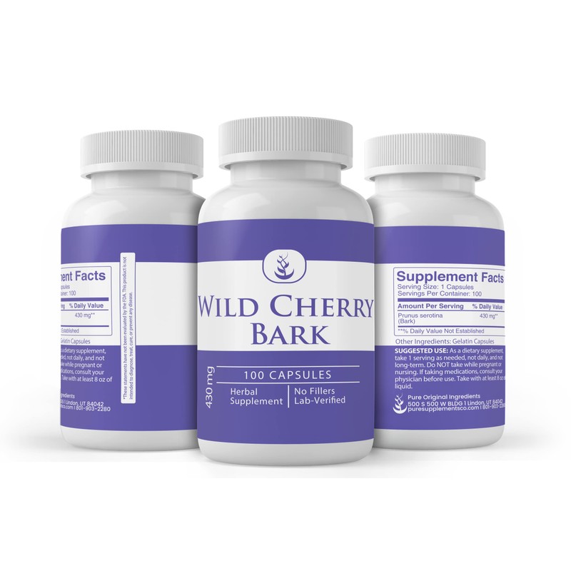 PURE ORIGINAL INGREDIENTS Wild Cherry Bark (100 Capsules), Always Pure,