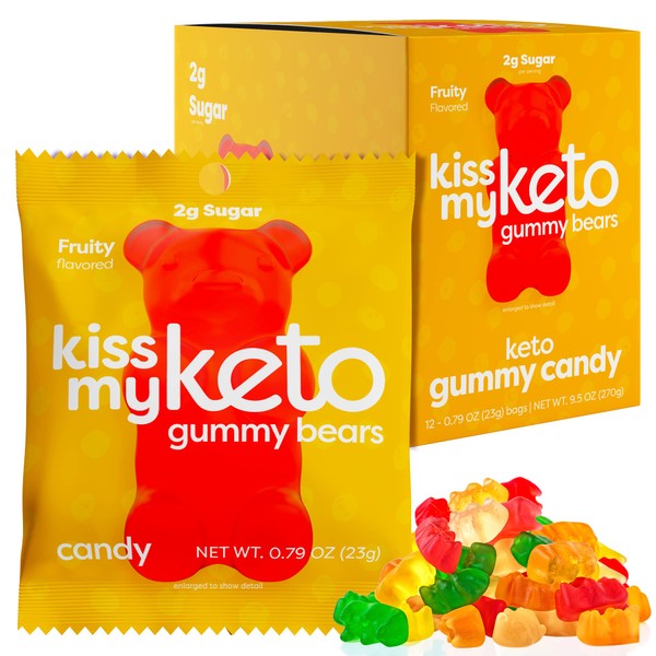 Kiss My Keto Gummies Candy – Low Carb Candy Gummy Bears, Keto Snack Pack – Healthy Candy Gummys – Sugar Free Gummy Bears, Keto Gummy Bear Candy – Keto Gummy Bears (12-pack)