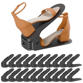Yashong Shoe Slots Organizer, 20PCS Adjustable Double Layer Stack Shoe Rack, 50% Space-Saving Storage Rack Holder, Black