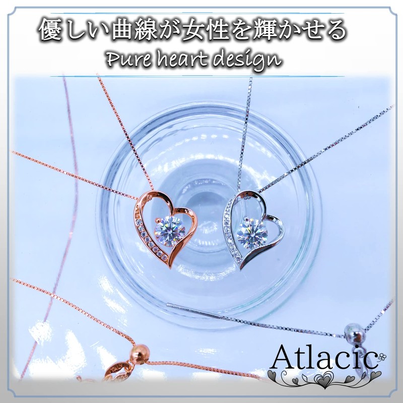 Atlacic Women's Moissanite Necklace, Open Heart, Heart Shape, LED Light,