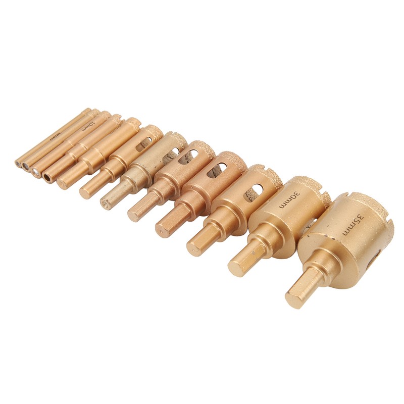 12Pcs Brazed Hole Drill Bit Hole Saw Dry Wet Cut