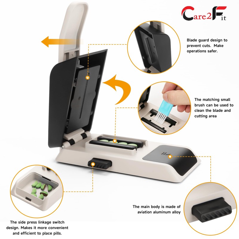 Care2fit Auto Centering Pill Cutter Device, Pill Splitter Made of