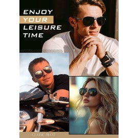 GQUEEN Mens Military Style Pilot Polarized Sunglasses UV400 Protection Metal Frame with Spring Hinges GQ82