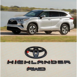 Toyota Gloss Black out 2020-2022 TOYOTA Highlander Overlay Emblem Kit  AWD GEN OEM