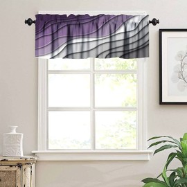 Purple and Gray Curtain Valance for Windows Rod Pocket Valance Window Treatments 1 Panel Modern Abstract Geometric Short Curtains for Kitchen Windows Bedroom 54 x 18 inch