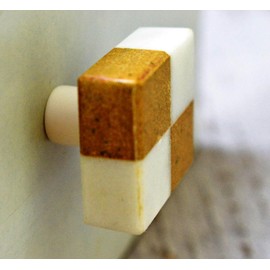ARTISNO White Rectangular Marble Knob, Modern Cabinet Knob, Decorative Hardware, Furniture Hardware, Cabinet Handles, Dresser Pulls, Set-6
