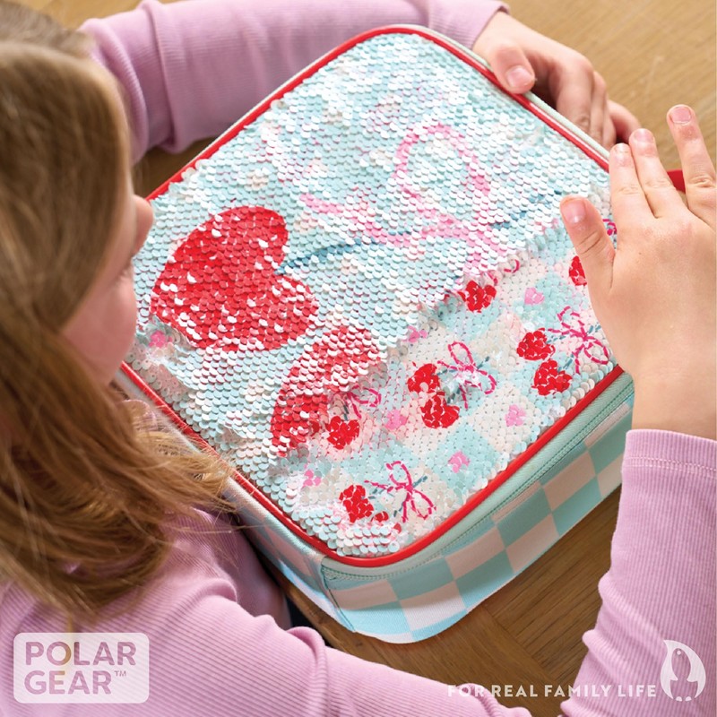 Polar Gear Cherries Sequin Reveal Insulated Lunch Bag - Reversible