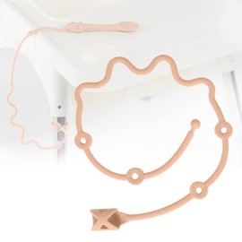 Baby Spoons Self Feeding 6 Month,SMAutoLife Toddler Utensils Holder Strap Food Grade Silicone Keep Fork and Spoon Off The Floor Great for Kids,Hook On High Chair(Apricot)