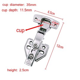 JZK 6 x Pot Hinges Cupboard Hinges 35 mm 110 Degree + Screws Pot Hinge for Kitchen, Bedroom, Bathroom Cabinet Wardrobe Bookshelf
