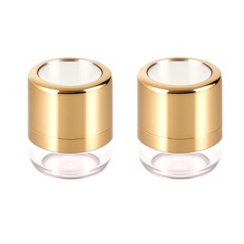 MUAECH 2 Packs Empty Bottle for Dry Shampoo Powder for Women, Reusable Travel Size Dry Shampoo Bottle with Powder Sponge Applicator for Easy Apply, Refillable Loose Box with Mirror-Gold