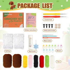 Norhusey Animal Crochet Kit for Beginners: Learn to Crocheting Cute Amigurumi Starter Kit with Written & Video Tutorials - Adults & Kids Crochet Dog Supplies Kit (Dachshund)
